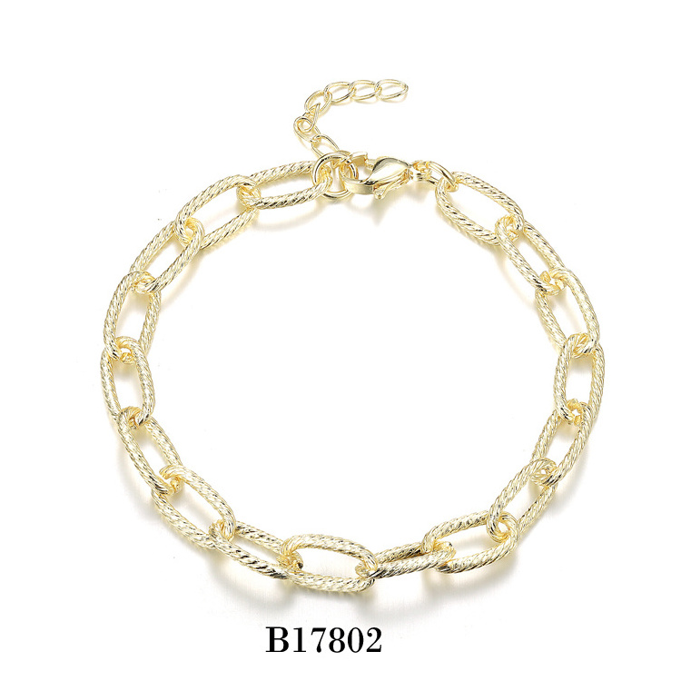 Hip Hop Design High End 18K Gold Plated Twisted Link Chain  Stainless Steel Bracelet