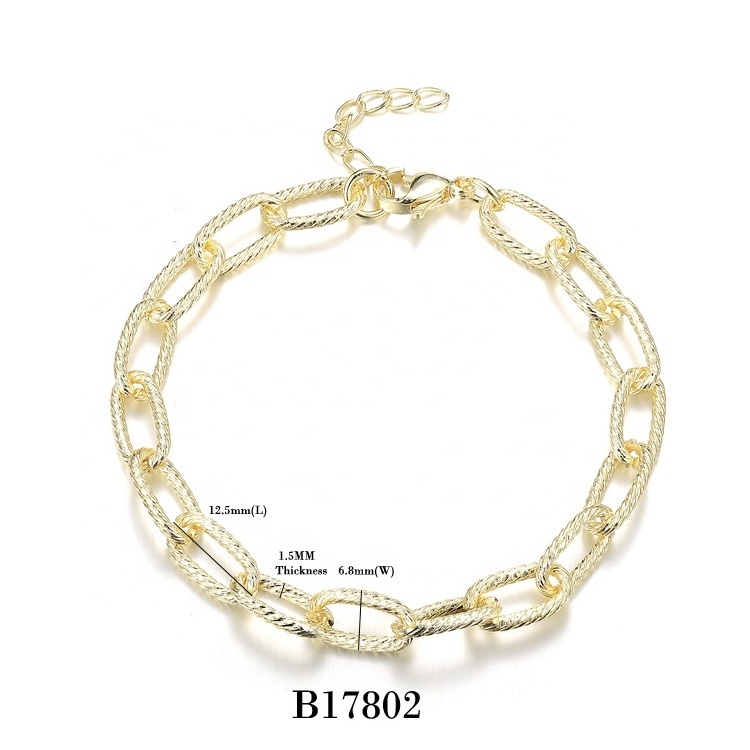 Hip Hop Design High End 18K Gold Plated Twisted Link Chain  Stainless Steel Bracelet