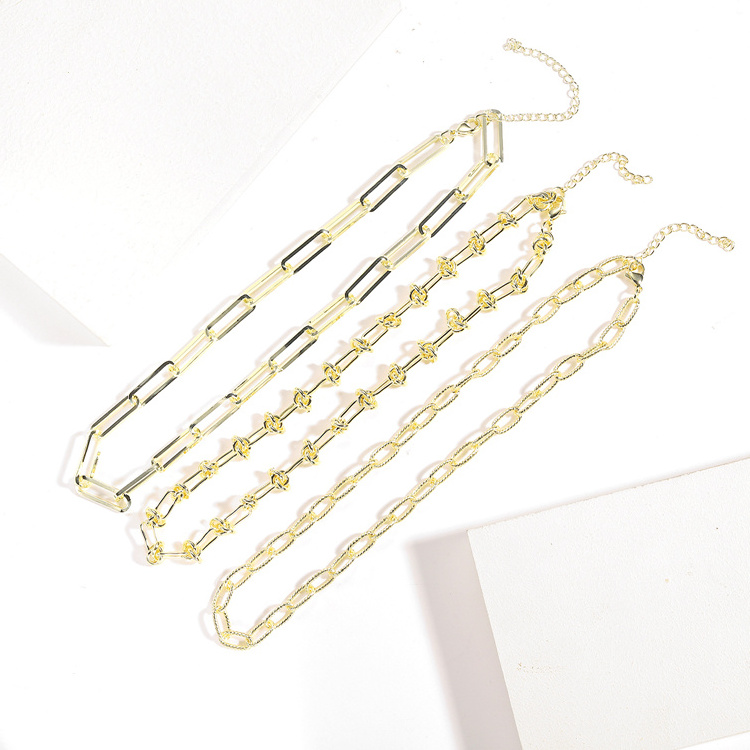 Hiphop Trendy Fashion 12K Gold Plated Women 316 Stainless Steel Chain Link Necklace