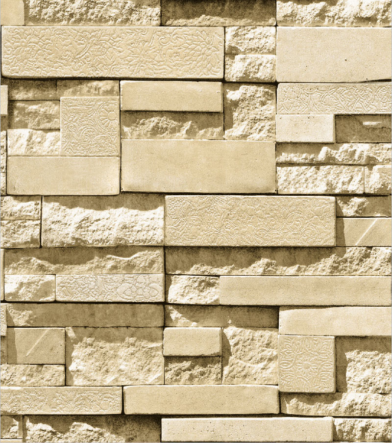 Modern Stone Wallpaper Roll Tan Multi 3D Brick Realist Paper Room Wall Decoration Wallpaper 20.8