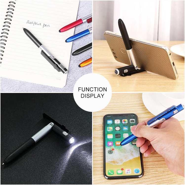 Best Gift 5-in-1 Light Touch Phone Holder Pen Custom Logo Business Promotional Hot Selling Plastic Pen 1.0mm Writing Width