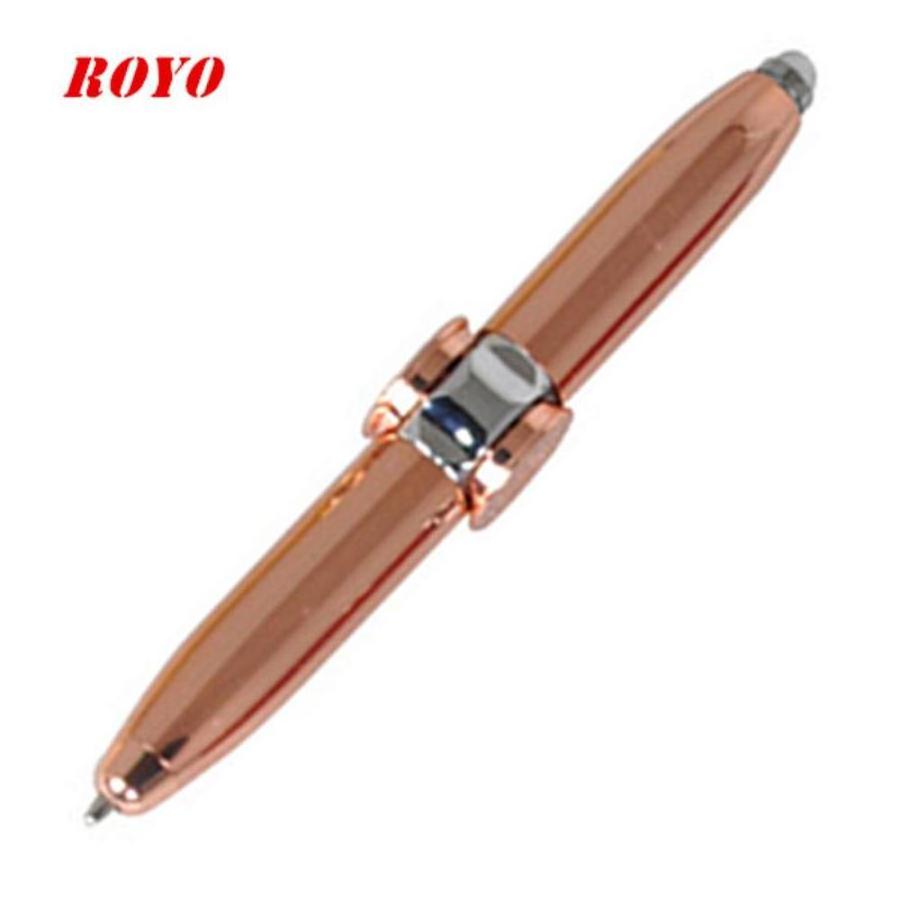 High quality custom Logo beautiful originality finger gyro spinner ballpoint pen metal toy ball pen with led flashlight