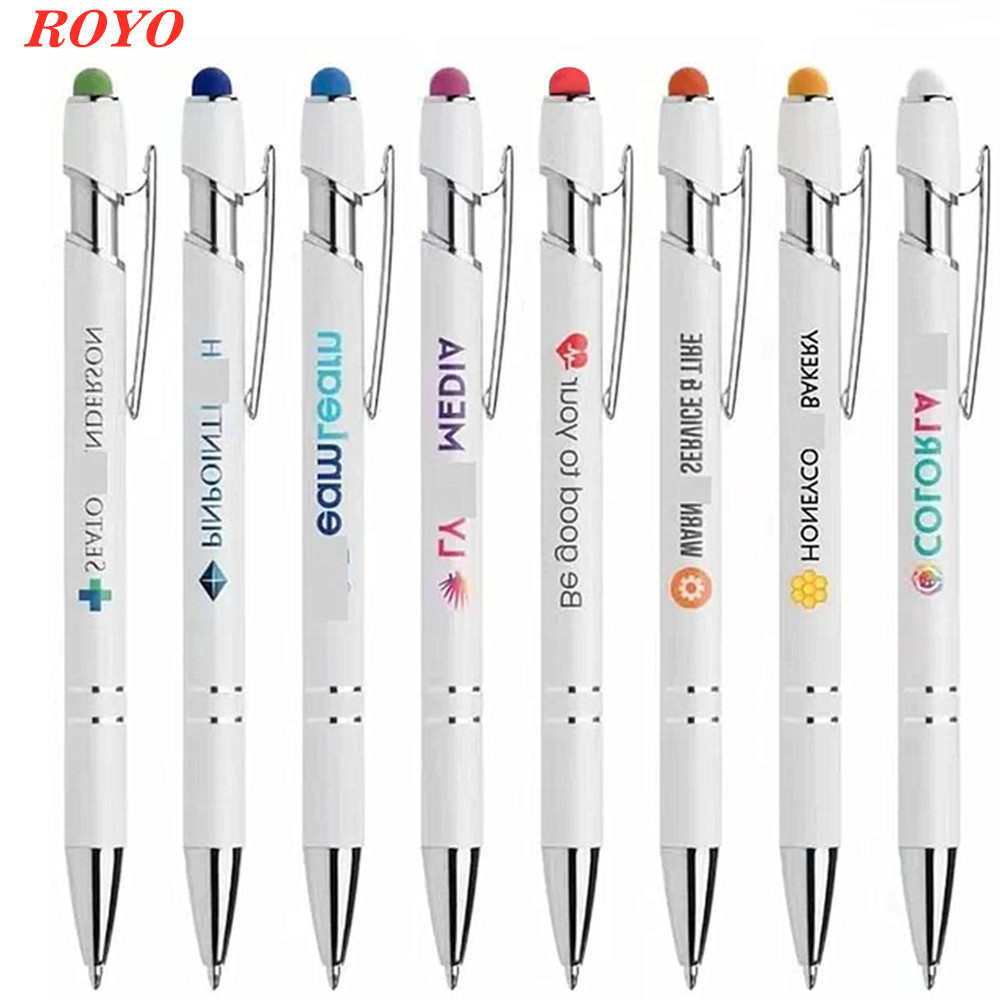 Fashion 2-in-1 Custom Colors Advertising Ballpoint Pen Stylus 1.0mm Writing Width Promotional Screen Capacitor Logo Made Metal