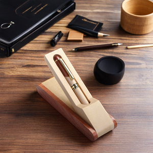 Classical Luxury Maple Wooden Ballpoint Pen with Wood Package Box Foldable Bamboo Ink Pen in Pencil Cases