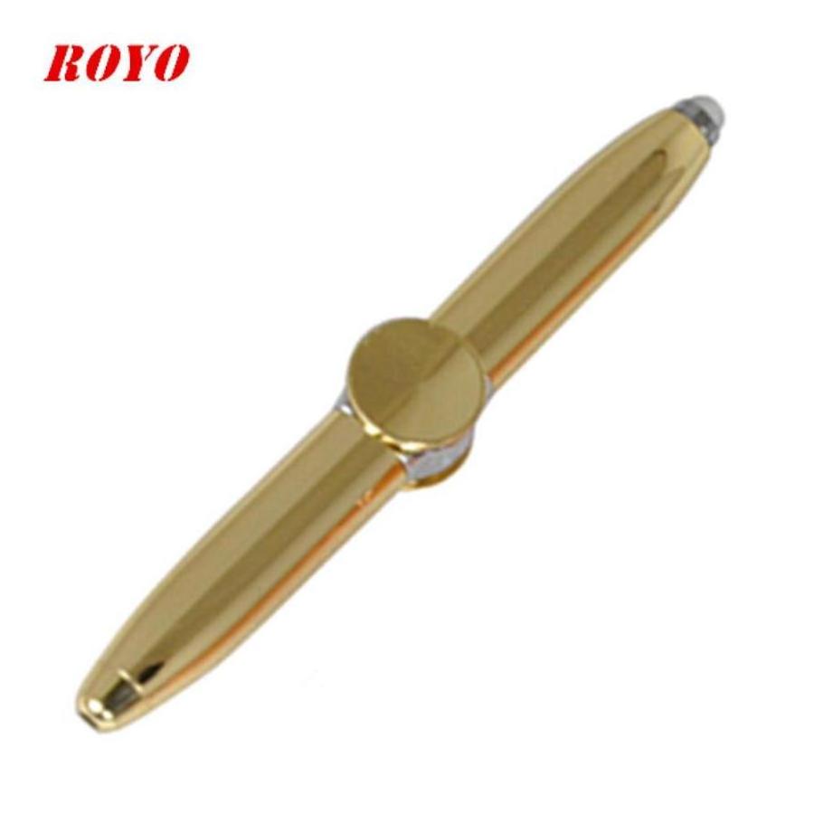 High quality custom Logo beautiful originality finger gyro spinner ballpoint pen metal toy ball pen with led flashlight