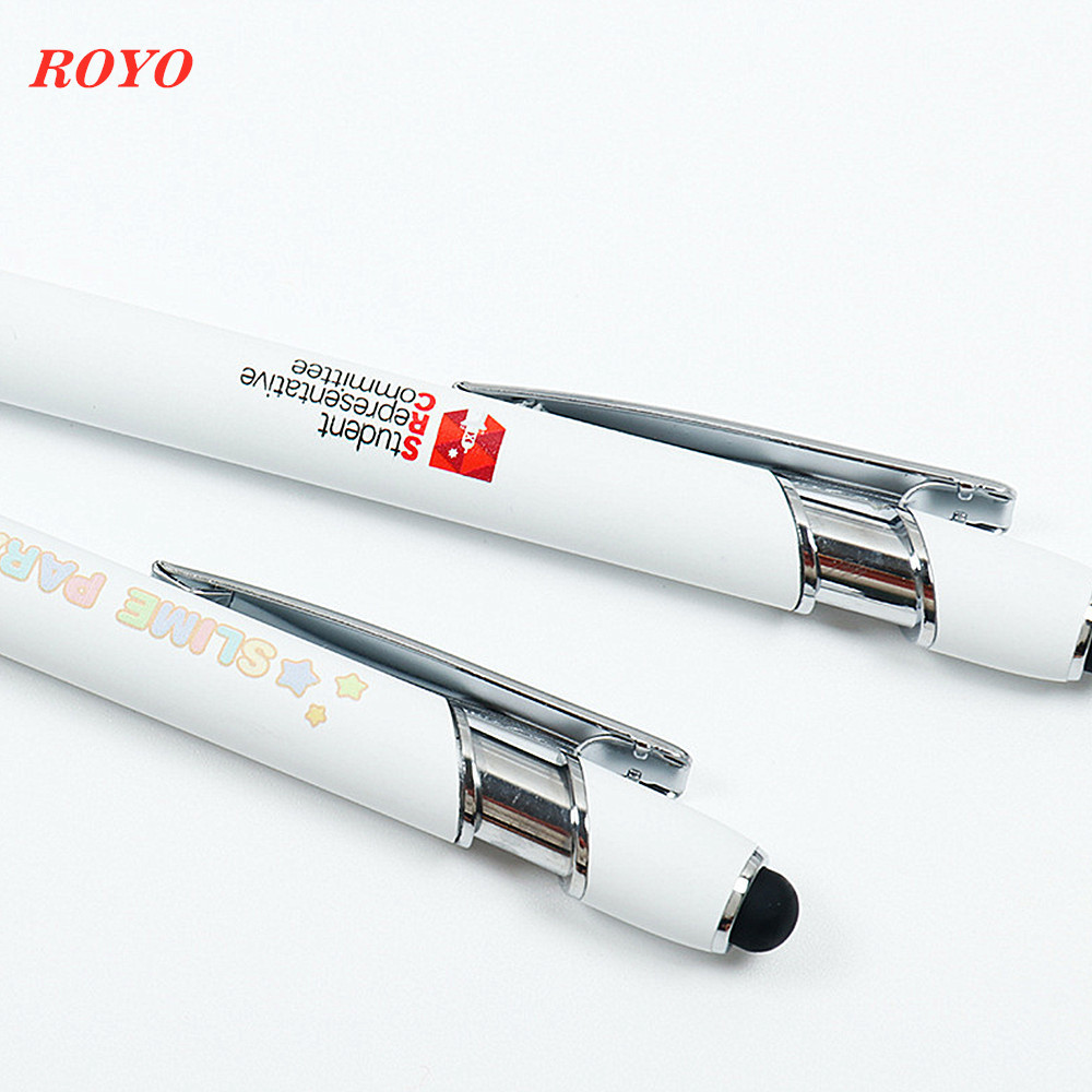 Fashion 2-in-1 Custom Colors Advertising Ballpoint Pen Stylus 1.0mm Writing Width Promotional Screen Capacitor Logo Made Metal