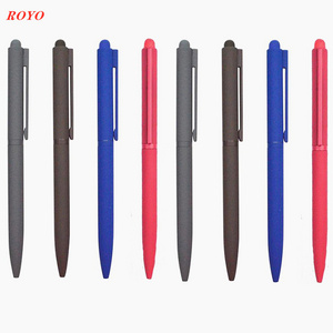 High quality Hot selling luxury color rubber square hotel ball pen with custom logo ballpoint pen stylus promotional pens