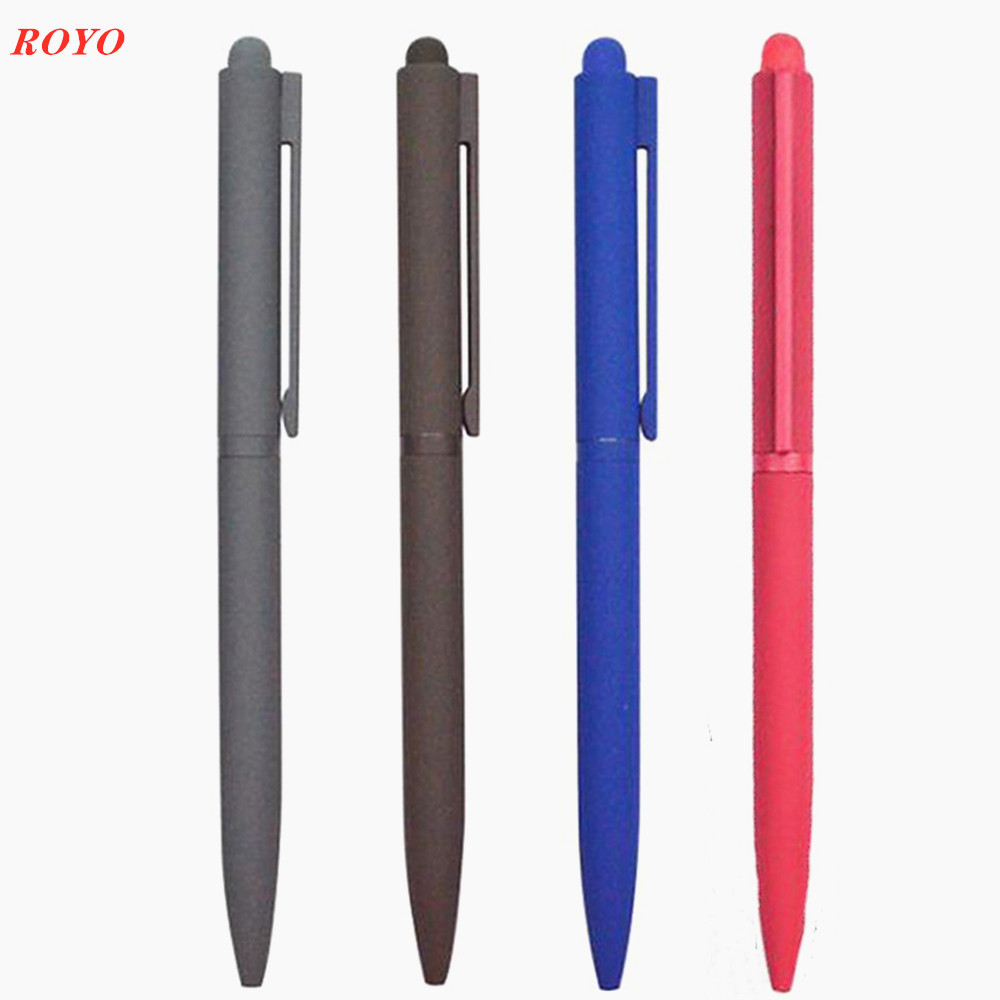 High quality Hot selling luxury color rubber square hotel ball pen with custom logo ballpoint pen stylus promotional pens