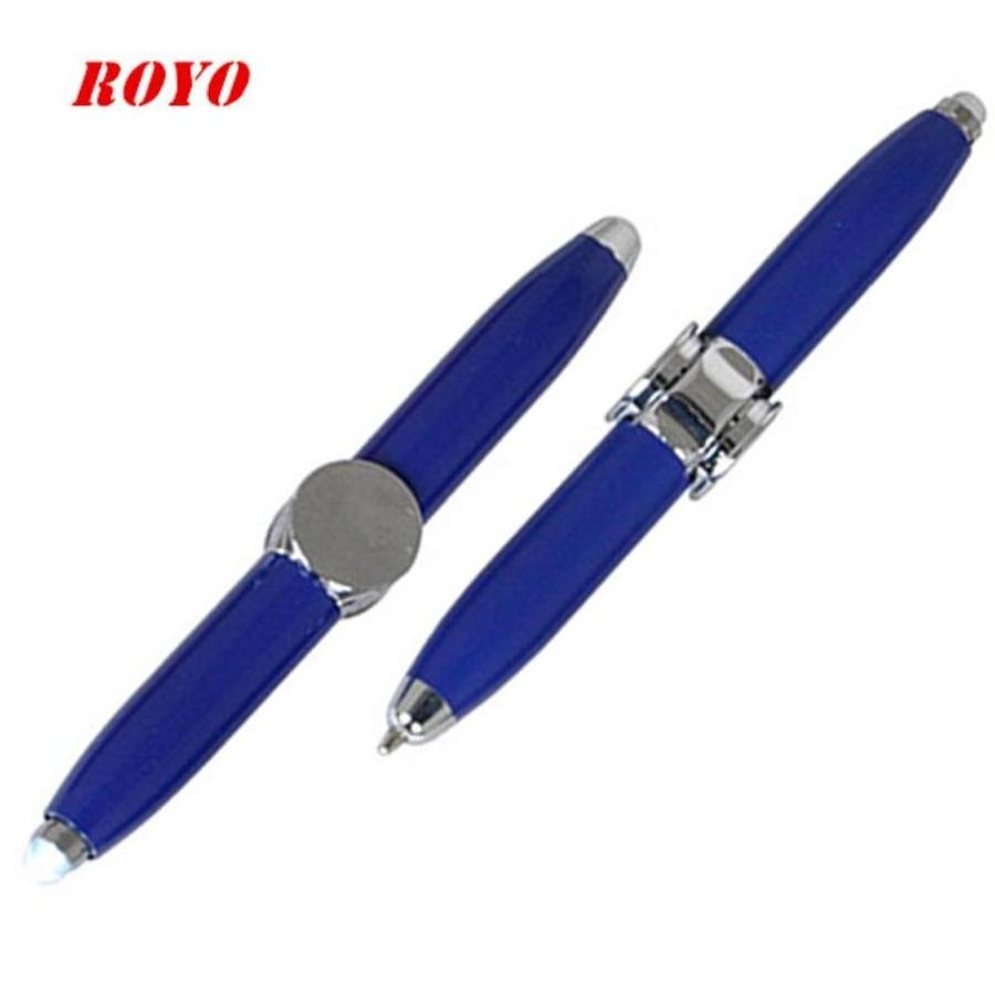 High quality custom Logo beautiful originality finger gyro spinner ballpoint pen metal toy ball pen with led flashlight