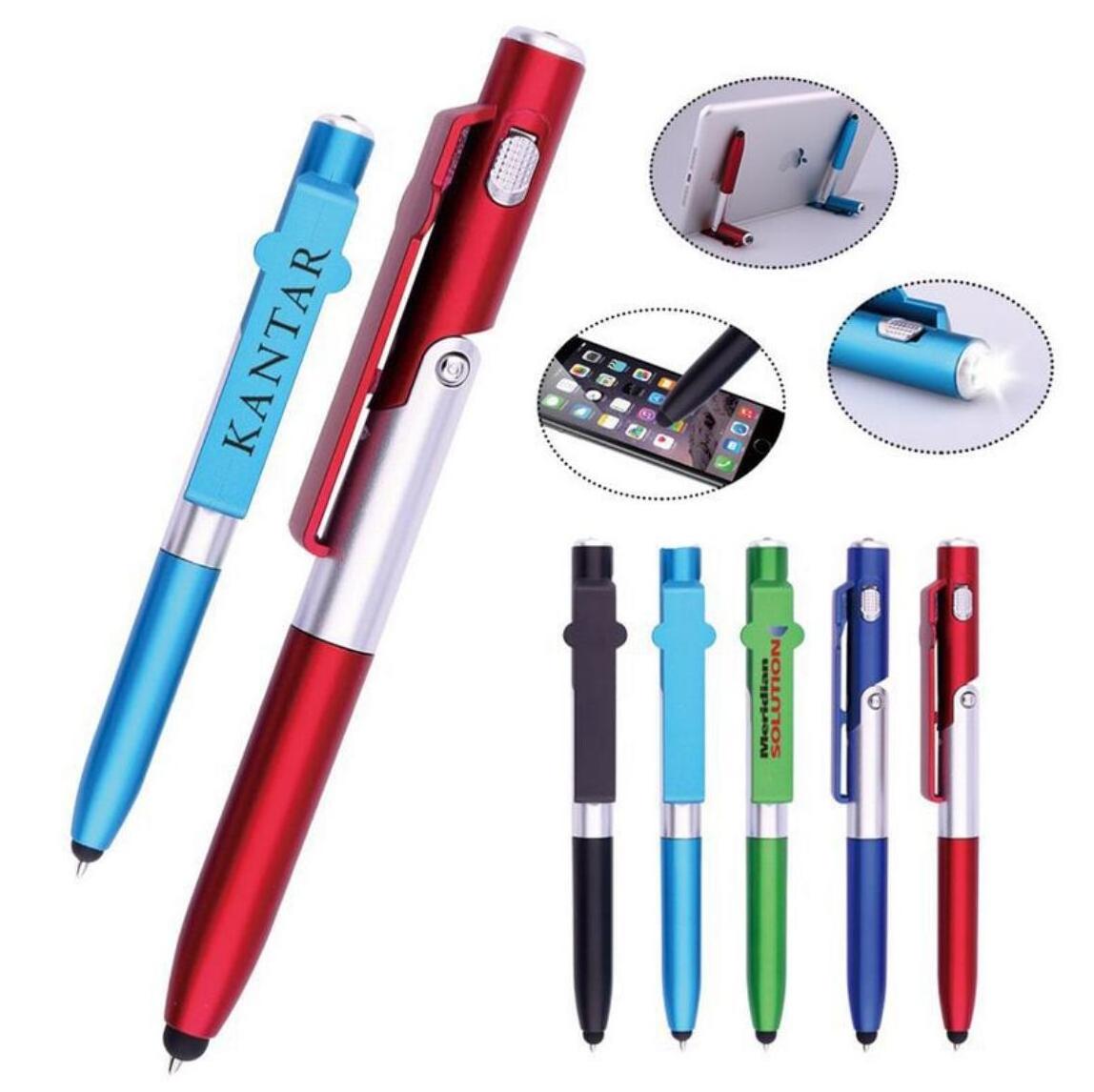 Best Gift 5-in-1 Light Touch Phone Holder Pen Custom Logo Business Promotional Hot Selling Plastic Pen 1.0mm Writing Width