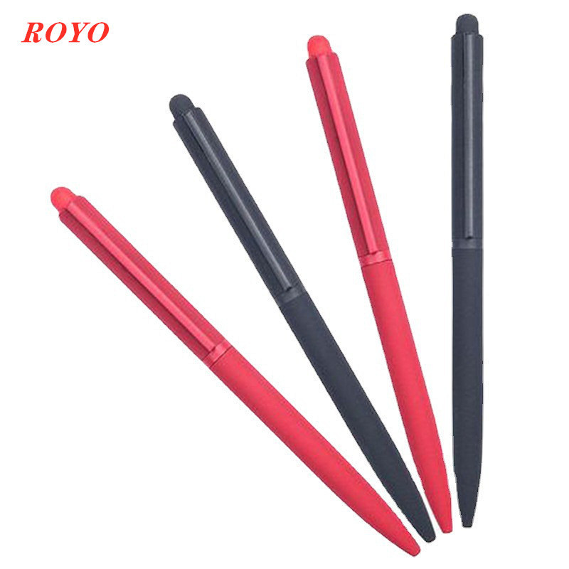 High quality Hot selling luxury color rubber square hotel ball pen with custom logo ballpoint pen stylus promotional pens