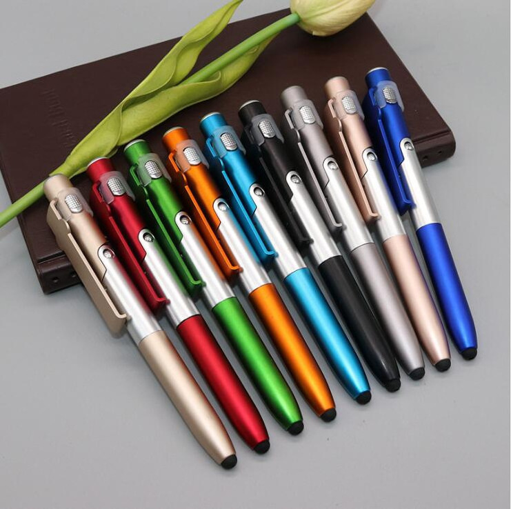 Best Gift 5-in-1 Light Touch Phone Holder Pen Custom Logo Business Promotional Hot Selling Plastic Pen 1.0mm Writing Width