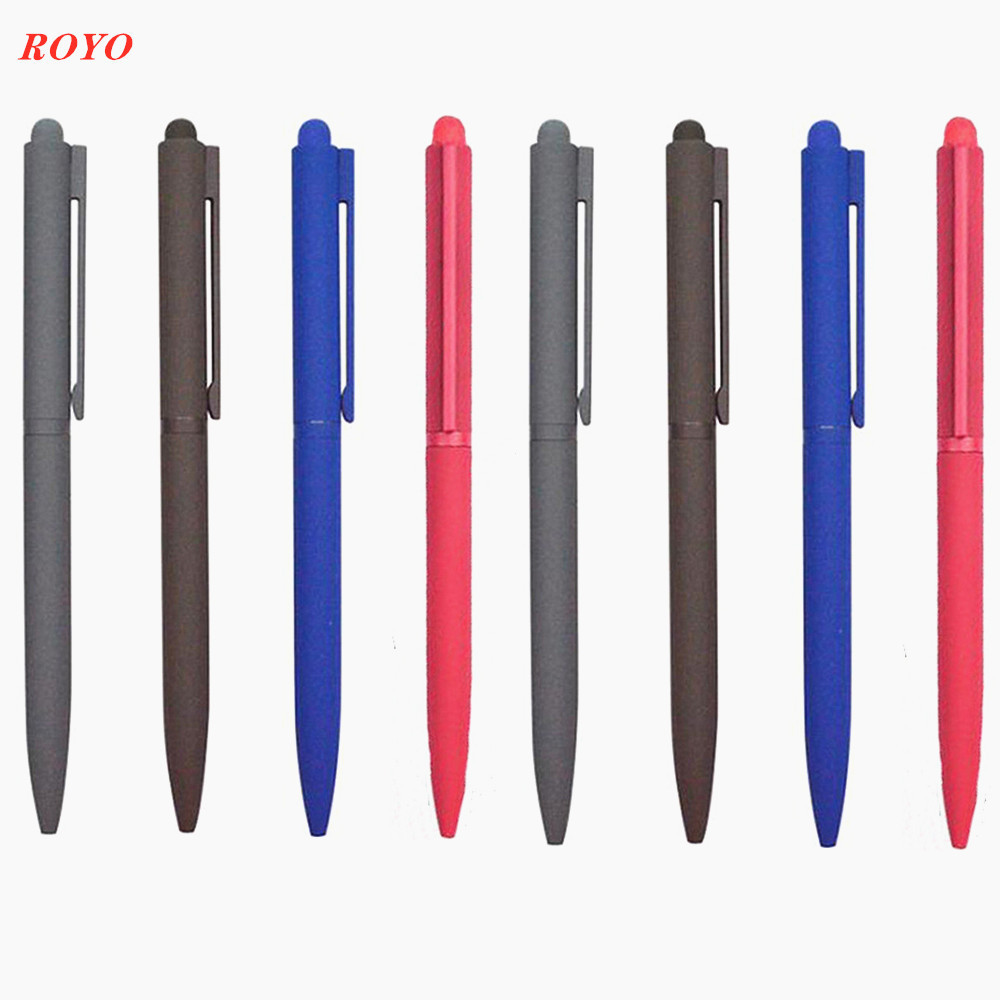 High quality Hot selling luxury color rubber square hotel ball pen with custom logo ballpoint pen stylus promotional pens