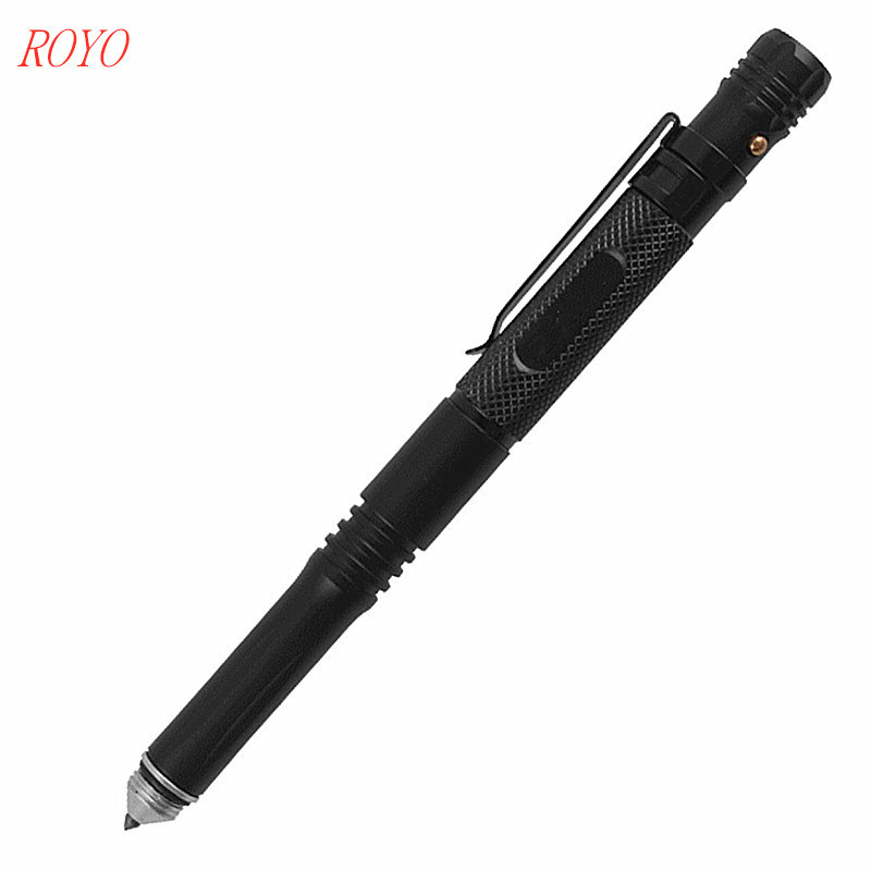 6 in 1 Portable Aluminum  Self Defense Pen EDC Tool pens tactical pen ballpoint led light With Custom Logo