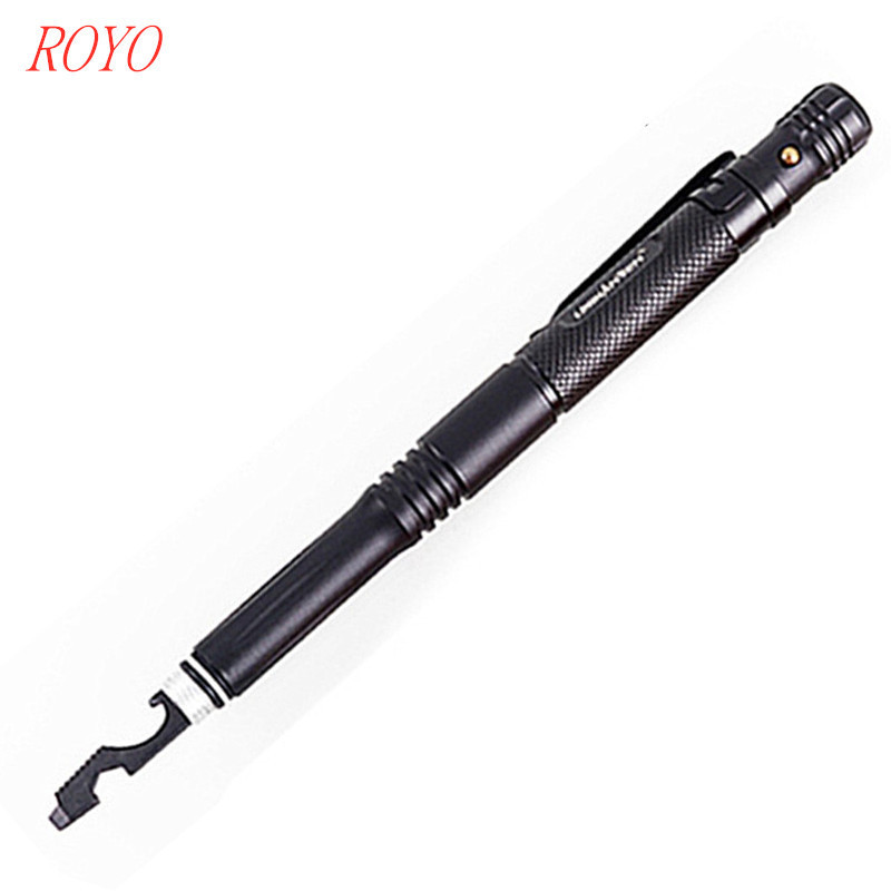 6 in 1 Portable Aluminum  Self Defense Pen EDC Tool pens tactical pen ballpoint led light With Custom Logo