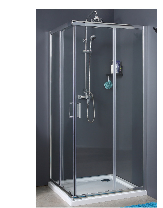 10cm Adjustment Commercial Premium Corner Entry Easy Sliding Shower Door 6mm Tempered Glass Shower Room