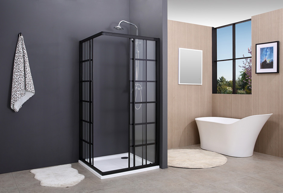 Factory directly sell black shower room accessories with Tempered Glass Shower doors shower rooms