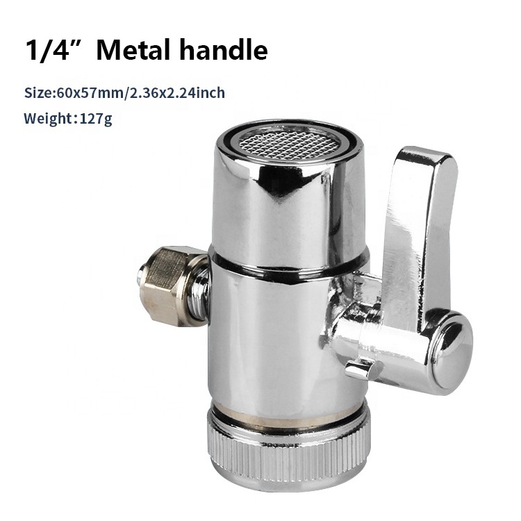 Polished Chrome Kitchen Sink 1/4 3/8 5/16 inch Tubing Replacement Faucet Water Filter Diverter Valve