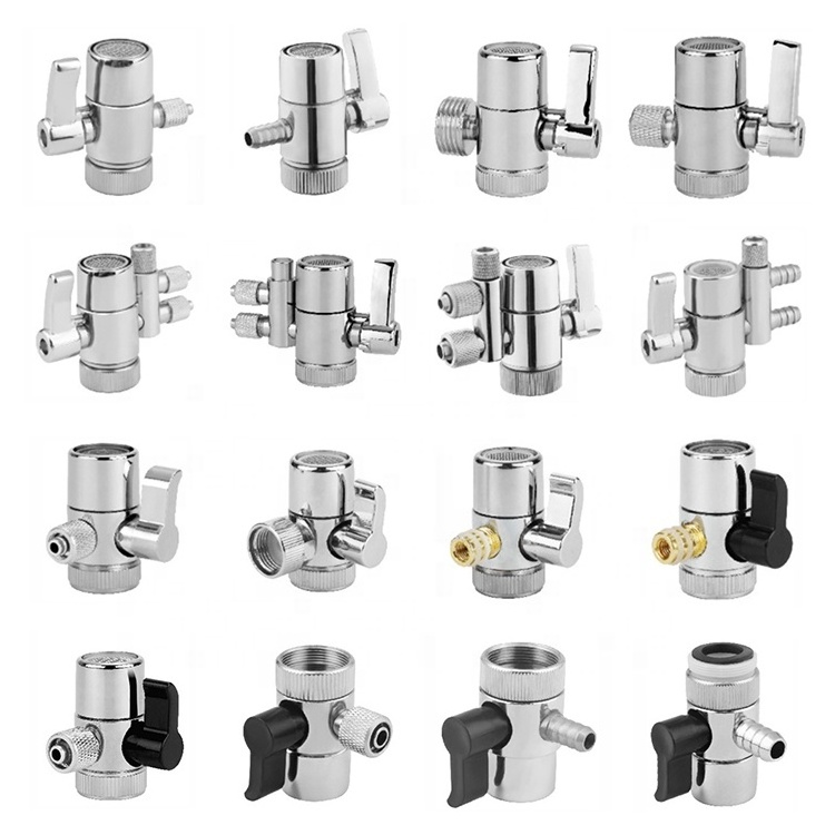 Polished Chrome Kitchen Sink 1/4 3/8 5/16 inch Tubing Replacement Faucet Water Filter Diverter Valve