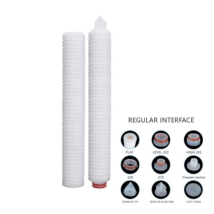 0.1 0.5 5 10 micron 20 inch PES Micro-pore Membrane Pleated PP water sediment filters pleated element Filter Cartridge