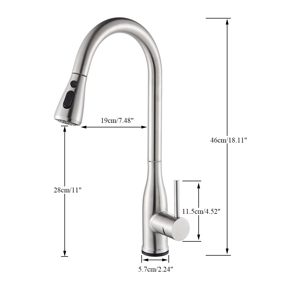 Rozin Kitchen Faucet Smart Touch Control Faucet Brushed Nickel Pull-Out Kitchen Faucet 360 Degree Rotation Deck Mounted