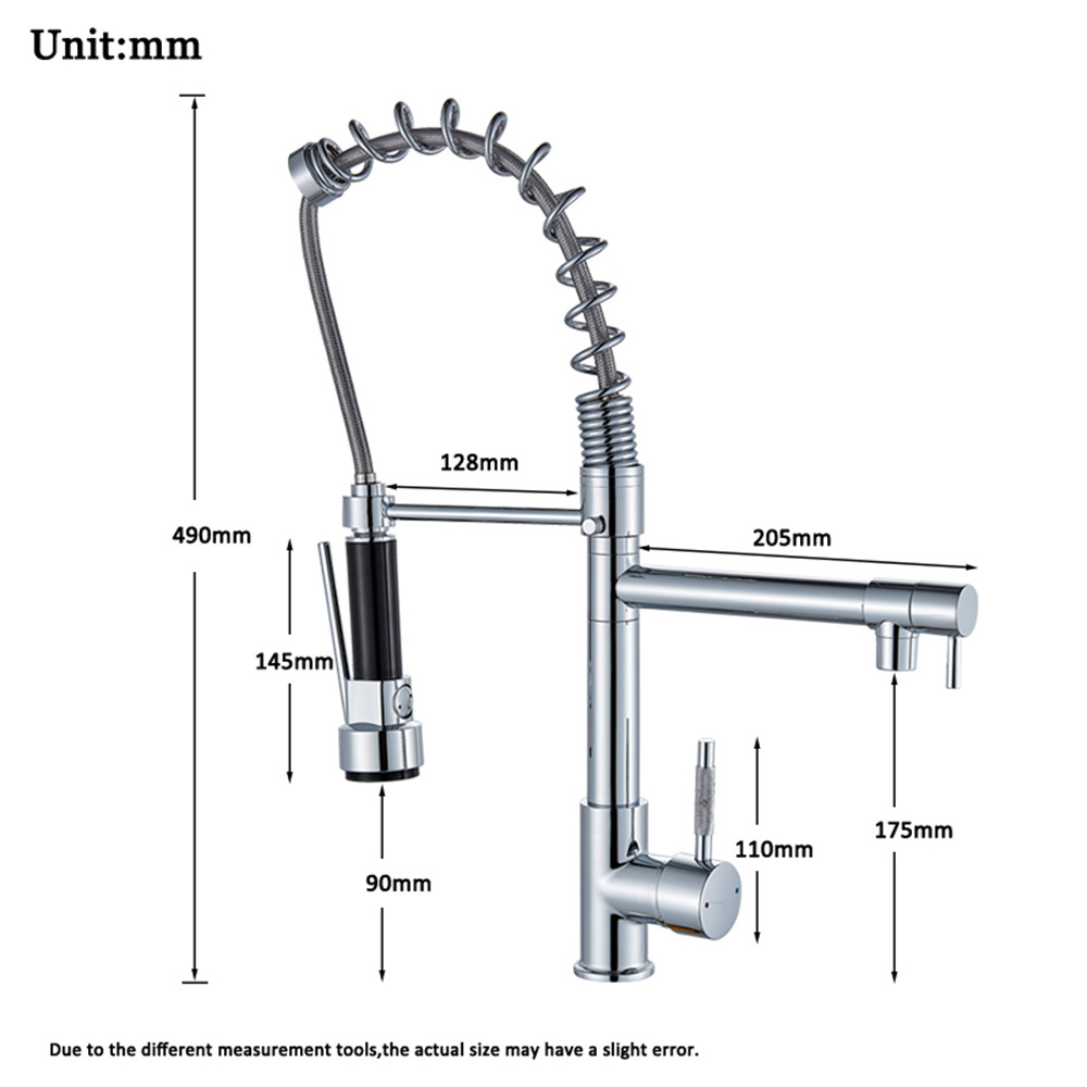 Spring Kitchen Faucet Pull out Side Sprayer Deck Mounted Chrome Finish Pull Out Spray Swivel Spout Kitchen Sink Faucet Mixer Tap