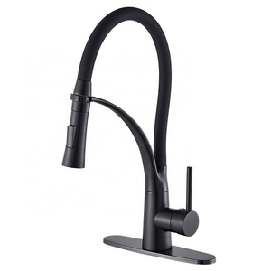 Commercial Black Brass Kitchen Sink Faucet 2 Ways Pull Down Spray Kitchen Mixer Tap Deck Mounted with 10 Inch Cover Plate