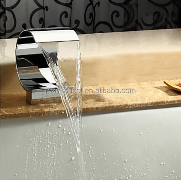 Big C shape Waterfall Spout For Basin & Bathtub Deck Mount Polished Chrome Bathroom Faucet Accessories