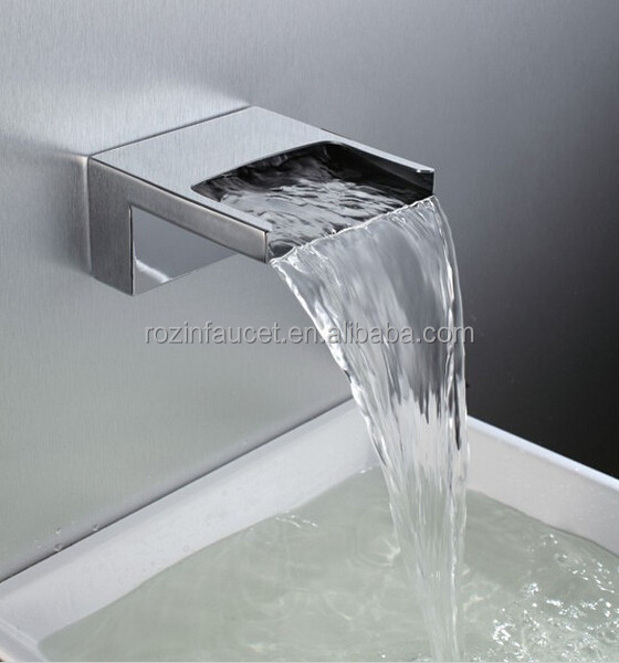 14cm Brass Square Waterfall Bathroom Spa Bath Water Spout Tap Faucet - Chrome Finish