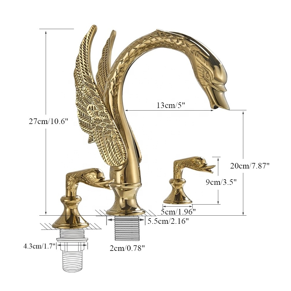 Wholesale Products  Gold Bathroom Sink Faucet Basin Mixer Tap Swan Style Vessel Faucet 2 Handles Basin Taps Bathroom Faucets