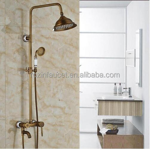 Antique Brass Single Handle Ceramic Hand Spray Rotatable Tub Filter Rainfall Bathroom Faucet Shower Mixer Tap