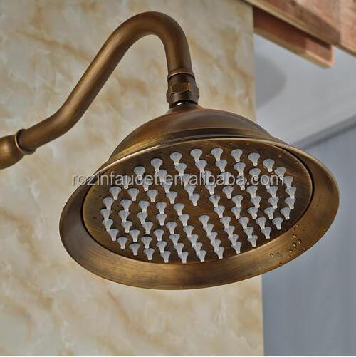 Retro Bathroom Complete Antique Brass Bath and Shower Faucet Sets with 8 Inch Rainfall Shower Head