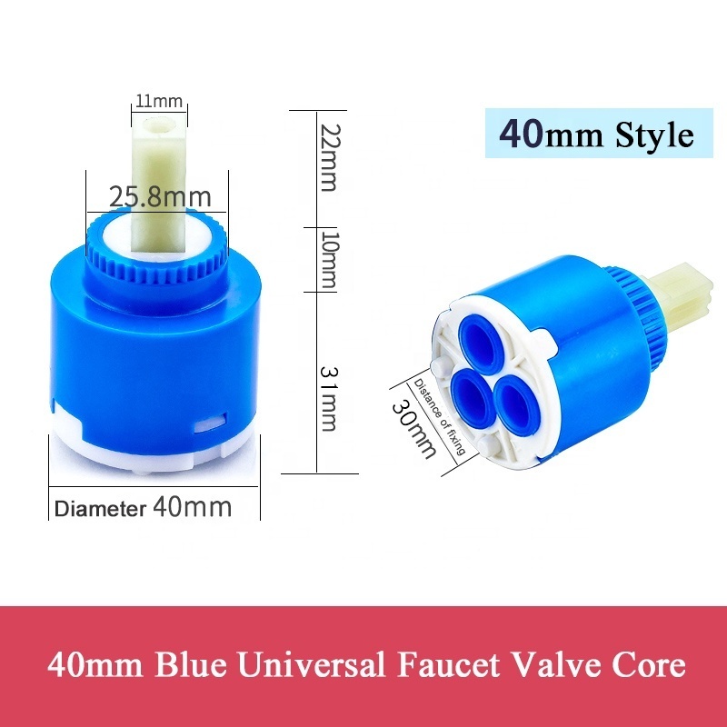 40mm Faucet Ceramic Cartridge Bathroom Kitchen Faucet Cartridge Mixer Low Torque Faucet Accessories Rotation Flat Base