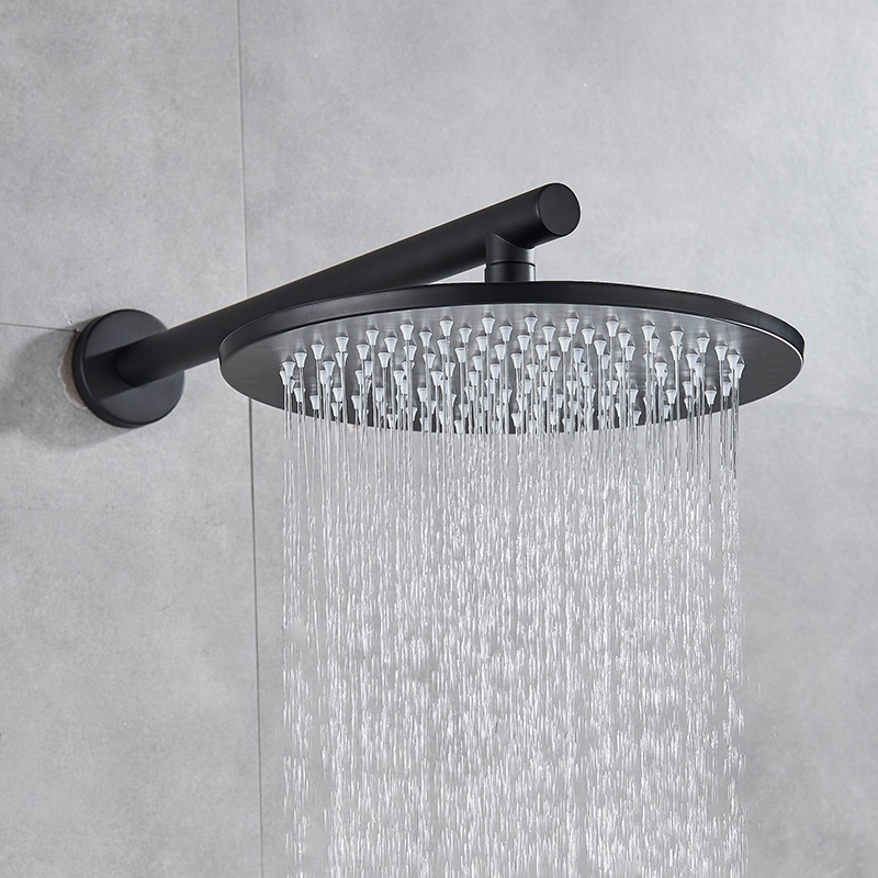 Matte Black Shower Faucet Brass Rainfall Concealed Shower Mixer Tap In-wall 8/10/12