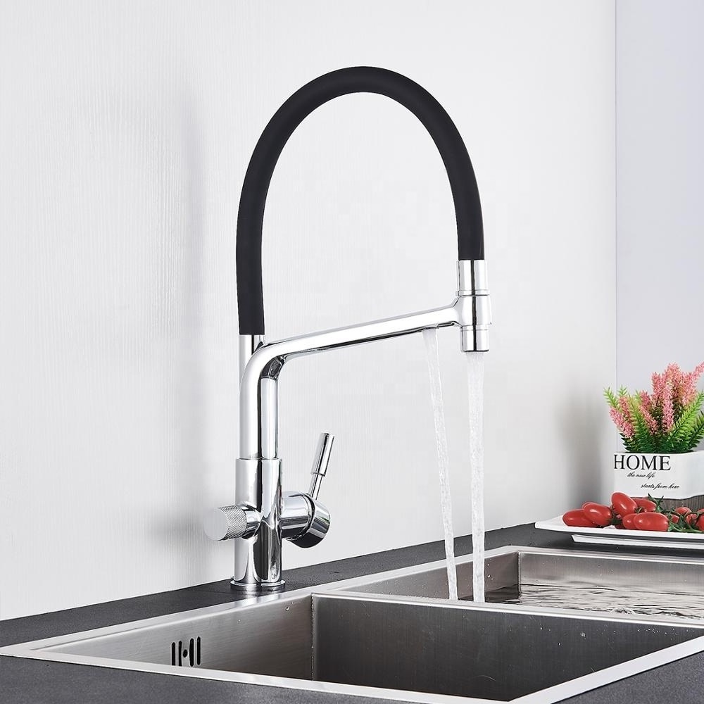 Chrome Polished Filtered Crane For Kitchen Pull Out Spray 360 Rotation Water Filter Tap Three Ways Sink Mixer Kitchen Faucet