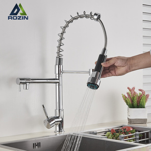 Spring Kitchen Faucet Pull out Side Sprayer Deck Mounted Chrome Finish Pull Out Spray Swivel Spout Kitchen Sink Faucet Mixer Tap