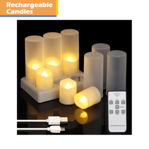 Wholesale 6 pack LED Tea light Candles with remote timer, Rechargeable candles with charging station for Home Christmas