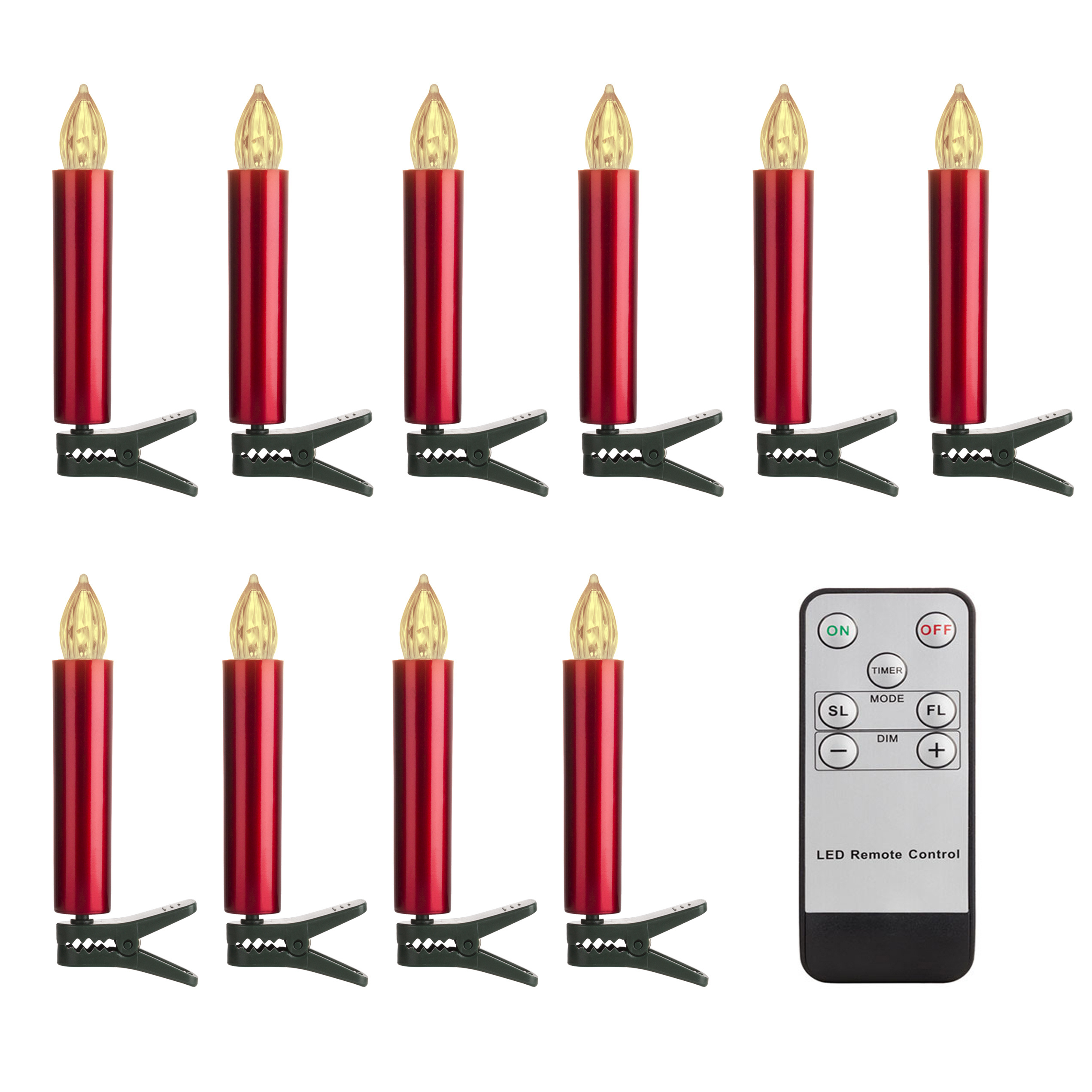 Wireless Remote Control Red Christmas Tree Candle With Battery