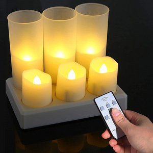 Flameless Candles with Rechargeable Base Led Candle Flickering Tea Lights with Timer