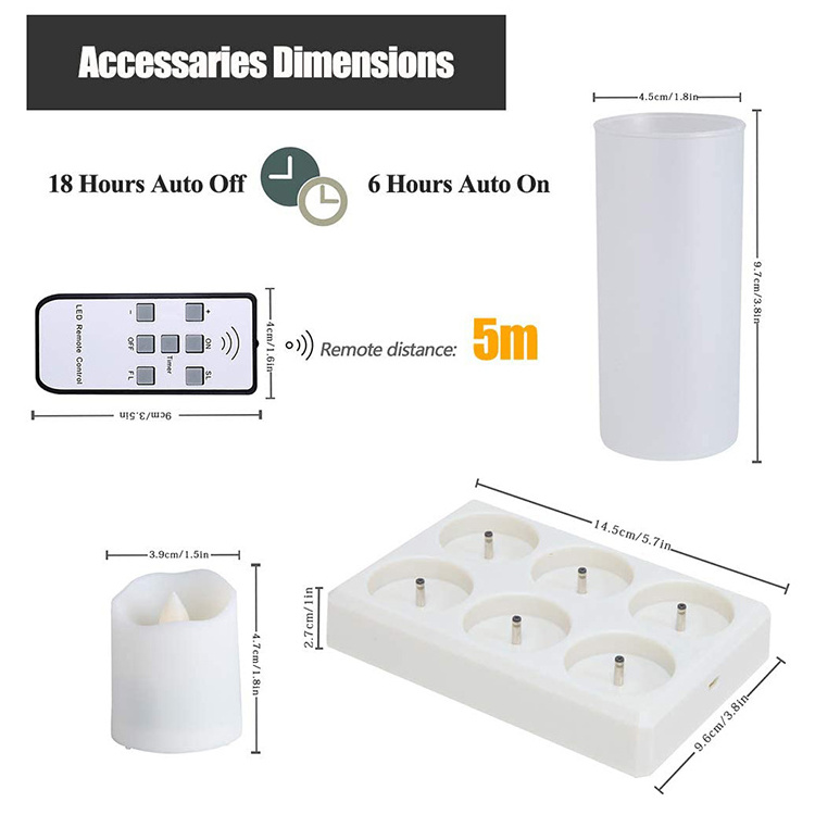 Flameless Candles with Rechargeable Base Led Candle Flickering Tea Lights with Timer