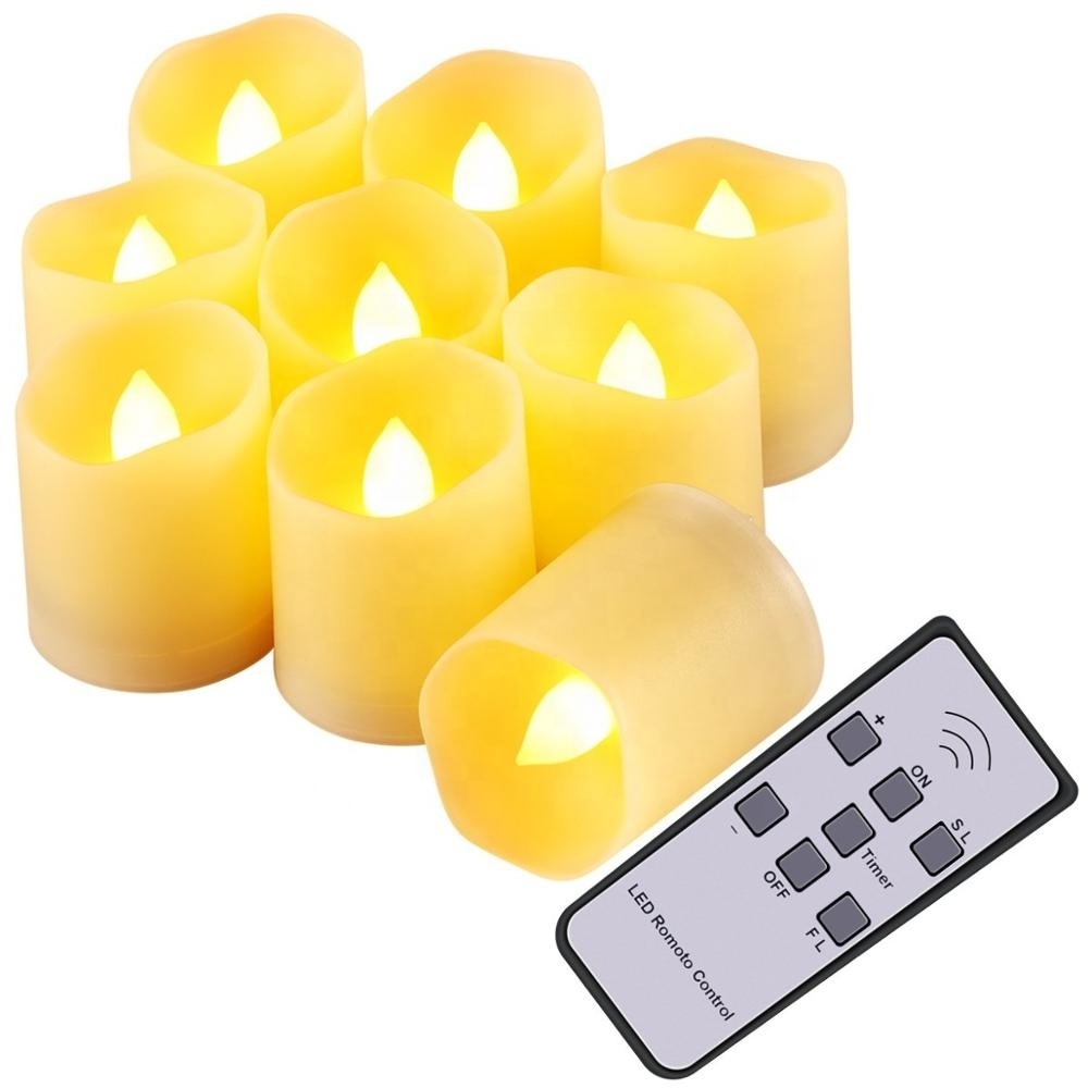 9 Pack Realistic and Bright Flickering Bulb Timer Flameless LED Tea Light for Home Decoration