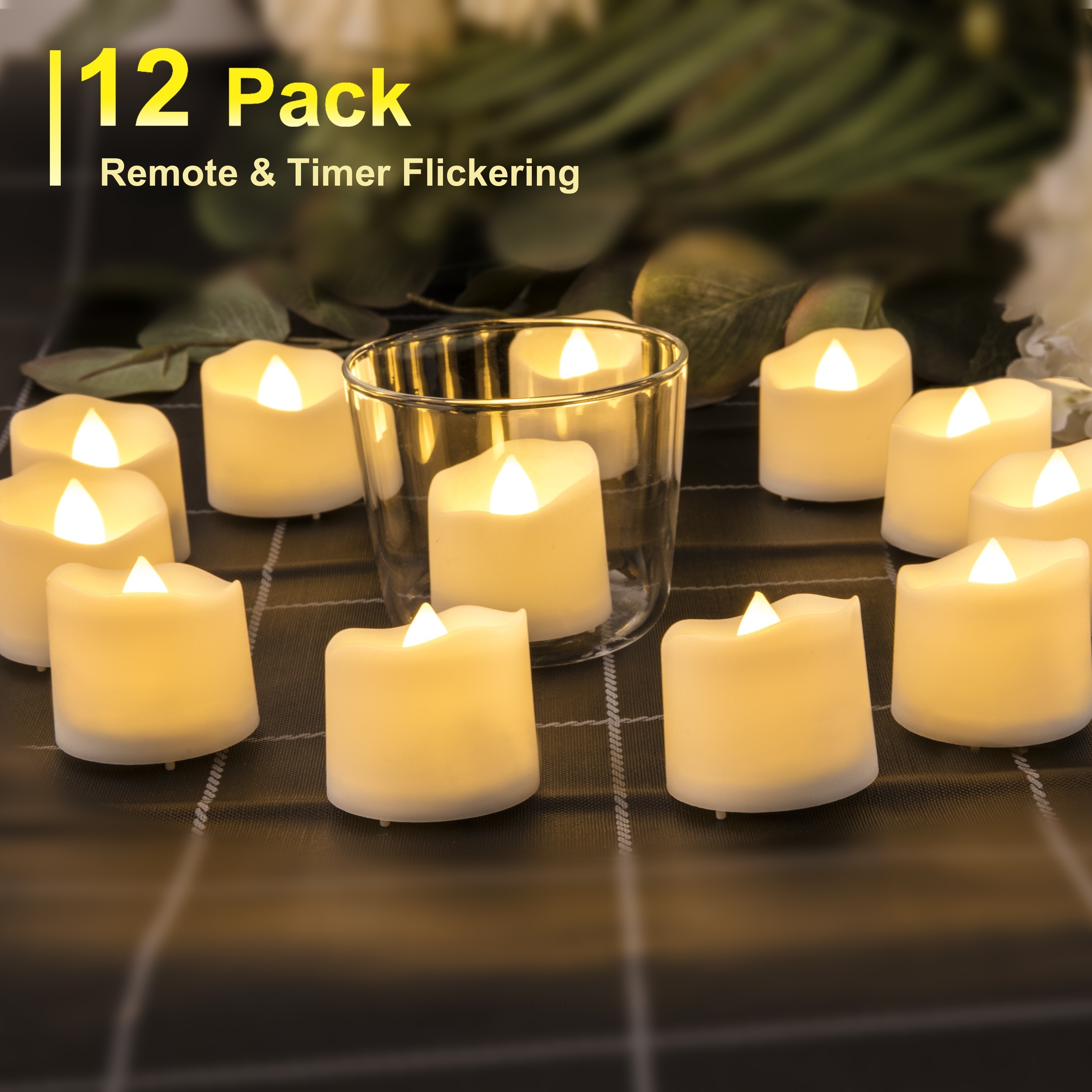 Battery operated Electric Flameless LED Tealight Candle with Timer and Remote Flickering  LED Tea Light Candles