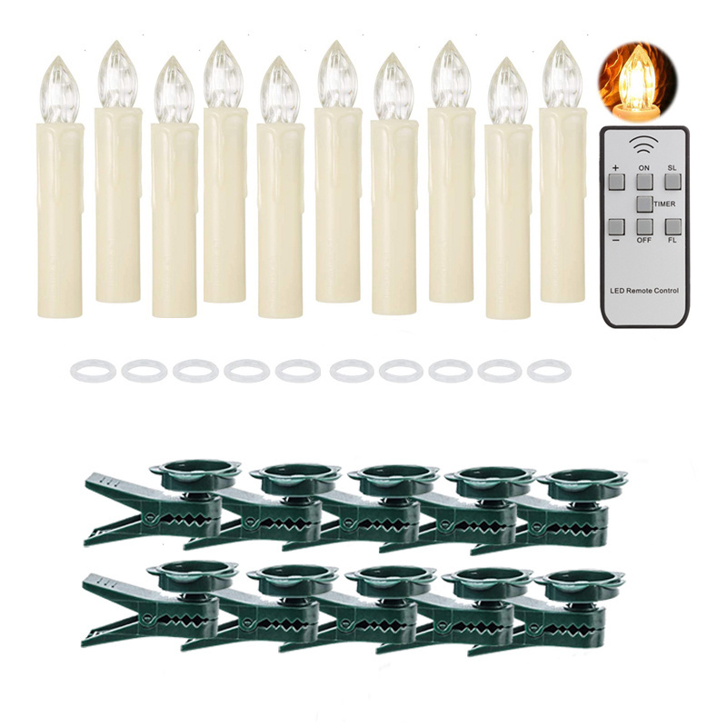 Christmas Tree Candle Light candle Tapered Flameless Led Candle  Operate By Remote  Control 20 pcs