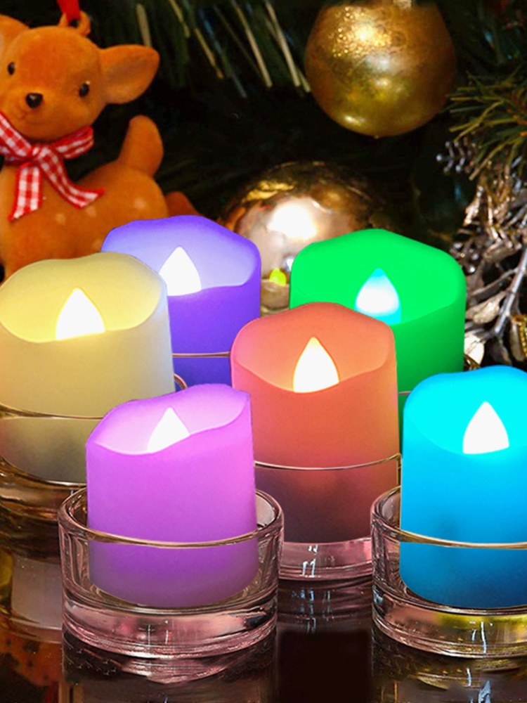 Freepower Rechargeable LED Flameless Candles Tealight Candles With Base(Set of 6) (RGB-color Candle)