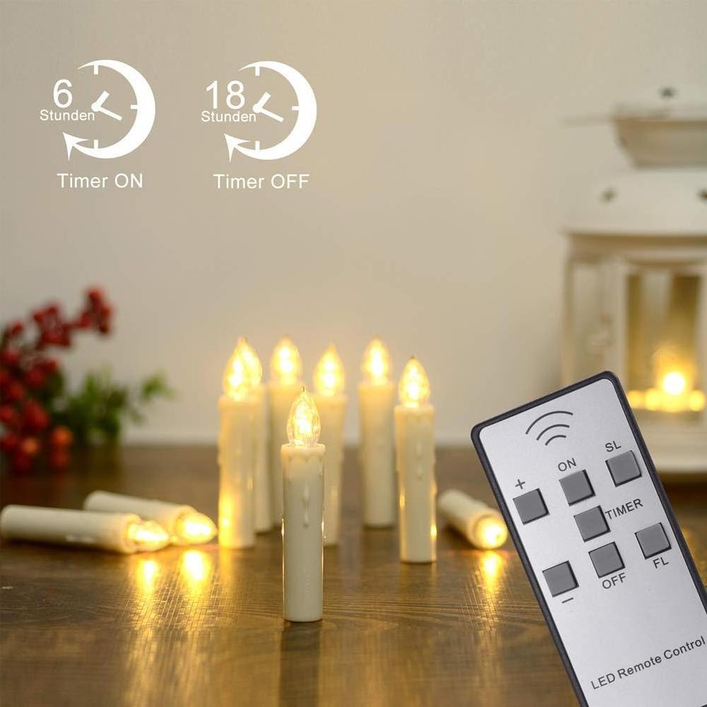 LED Mini Christmas Candles with Drop Set of 10 with Accessory + Remote Control Wireless Christmas