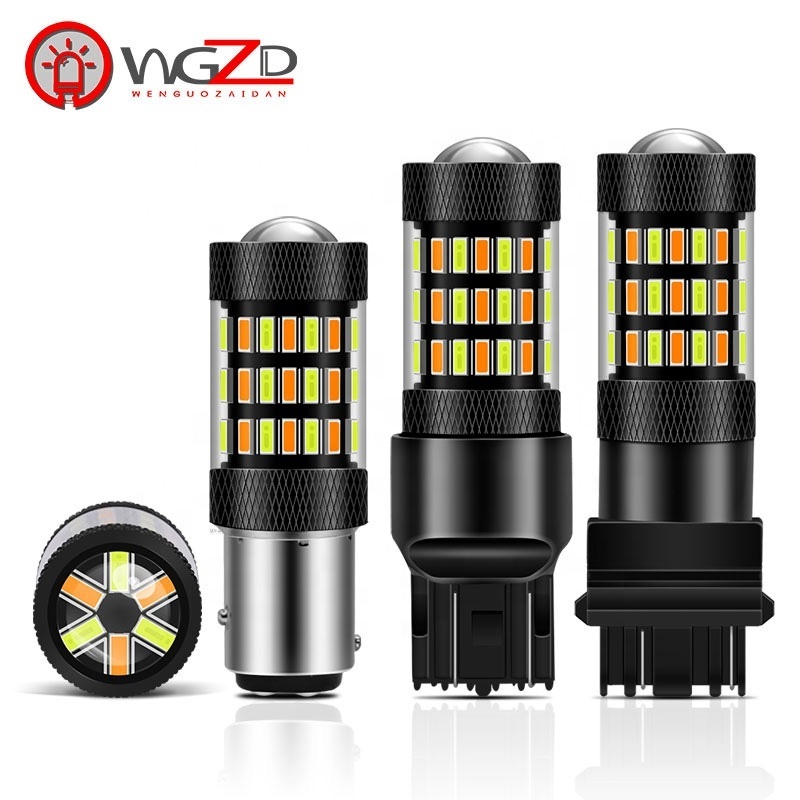 Car LED Turn Signal Light High Power Brilliant 60SMD 3014 1157 7443 3157 Dual Color LED Bulbs LED White Amber DRL Lights