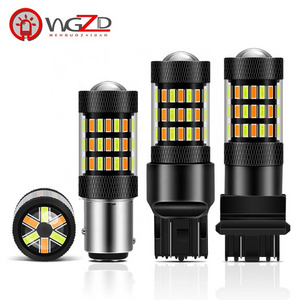 Car LED Turn Signal Light High Power Brilliant 60SMD 3014 1157 7443 3157 Dual Color LED Bulbs LED White Amber DRL Lights