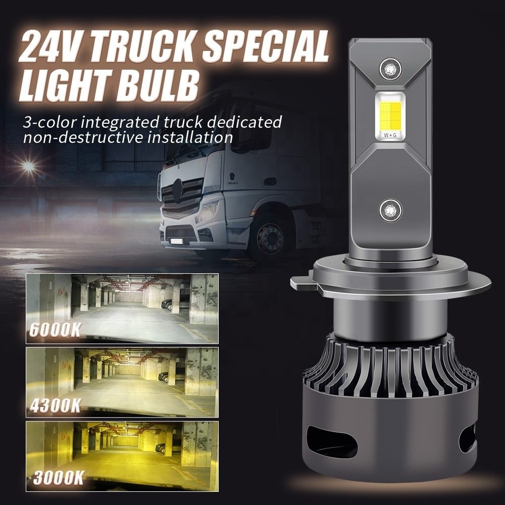 The best truck bulb 90W 24V bulb fast speed fan cooling h1 h3 h7  h4 24v  headlight bulb for volvo truck led headlight 3 Colors