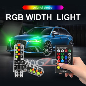 Car T10 RGB LED Light Bulb with Remote Control  W5W Park Light Small Lamp Reading Lamp Indoor Lamp 12v