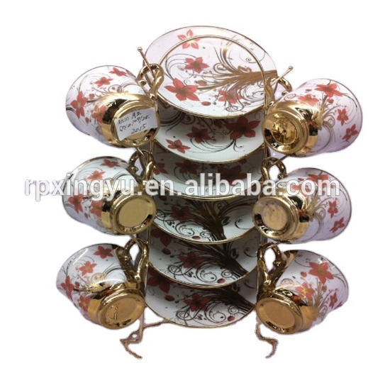 Ceramic ethiopian coffee set tea cup with golden design